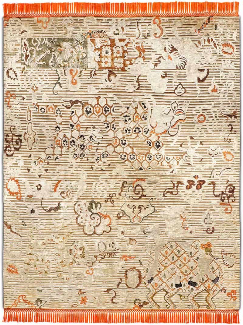 RUG-STAR_Ikat_Dragon_02_CopperOrange_CreamFineLines_CC-IK2GCO-CF-SWPE-OX_BS